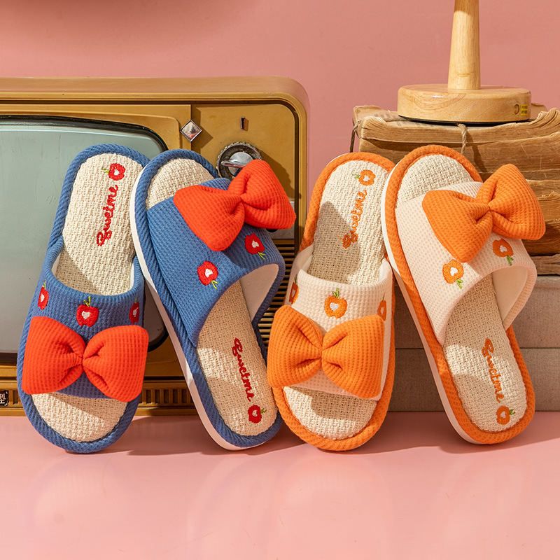 Home Textile - Chaussons en lin confortables pour couple,