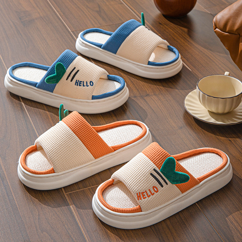 Home Textile - Nouvelles pantoufles en lin pour femmes,